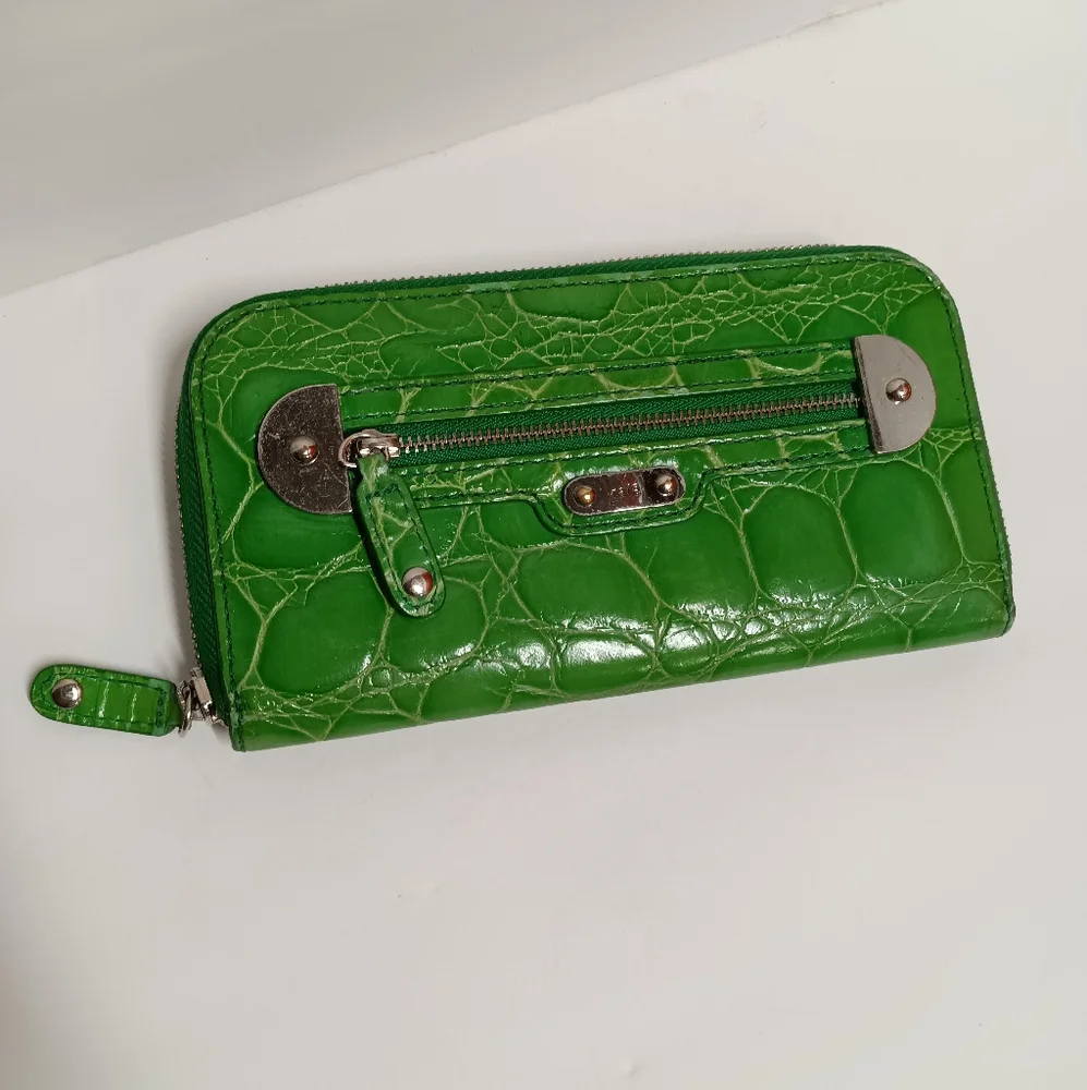 Rafe Embossed Leather Mock Croc Continental Zip Wallet
